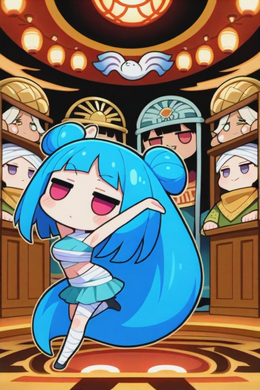 包帯を巻く青髪ちゃん