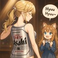 うなじを見せる擬人化ビール缶と小さな女の子 2枚目
