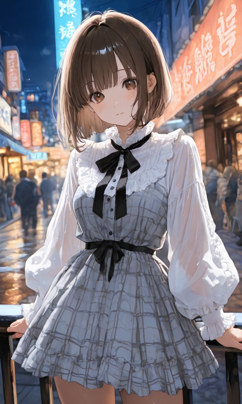 手摺りにもたれる子