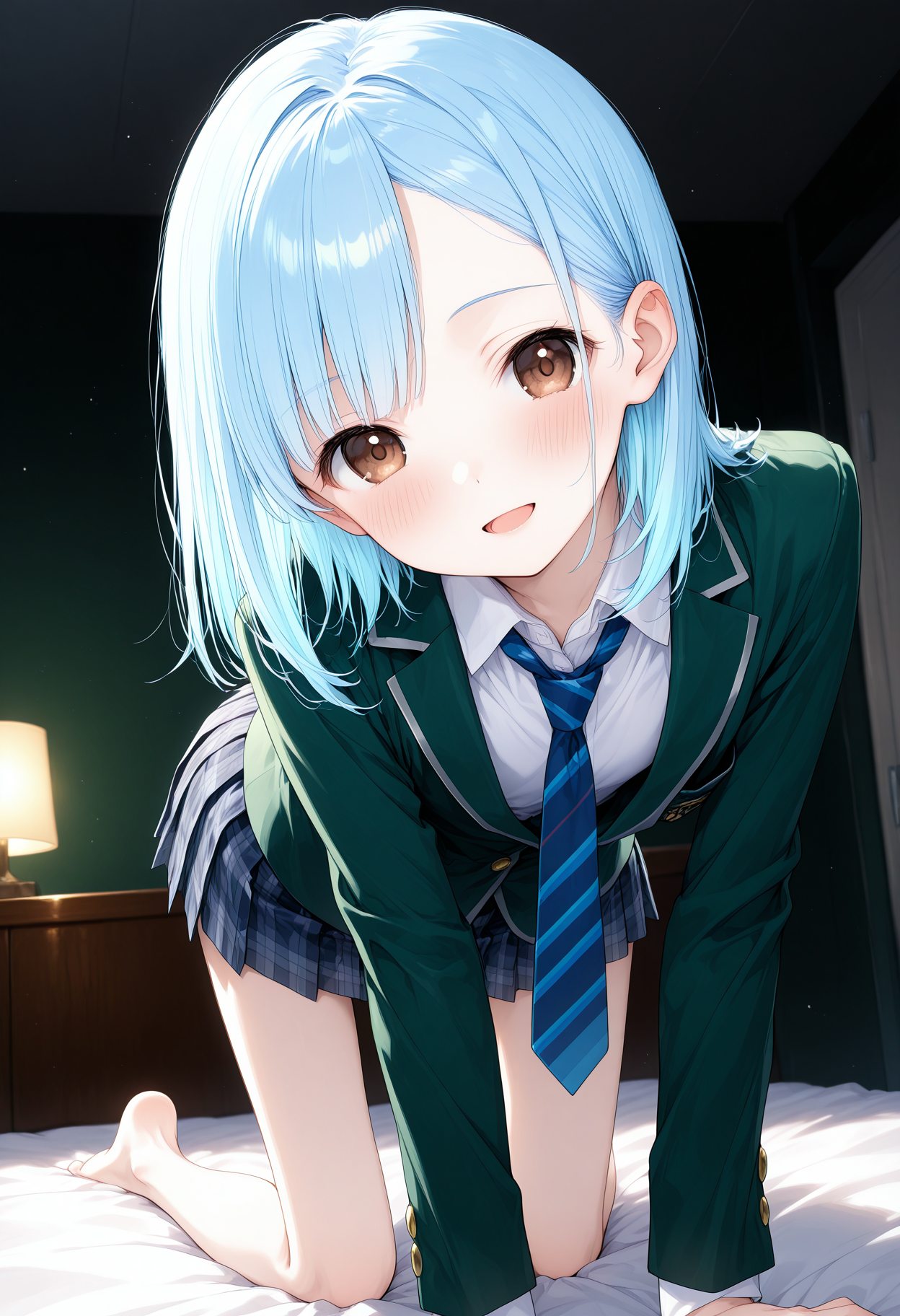 青髪JK制服