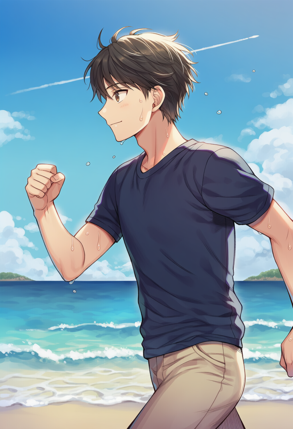 なっちゃん　浜辺ランニング