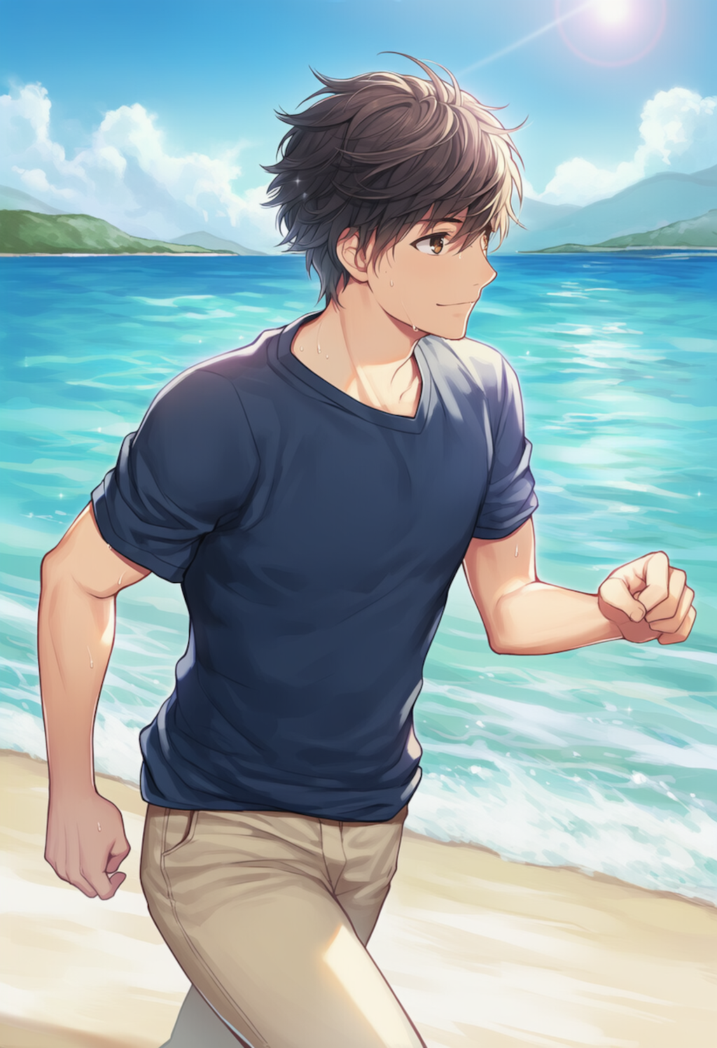 なっちゃん　浜辺ランニング