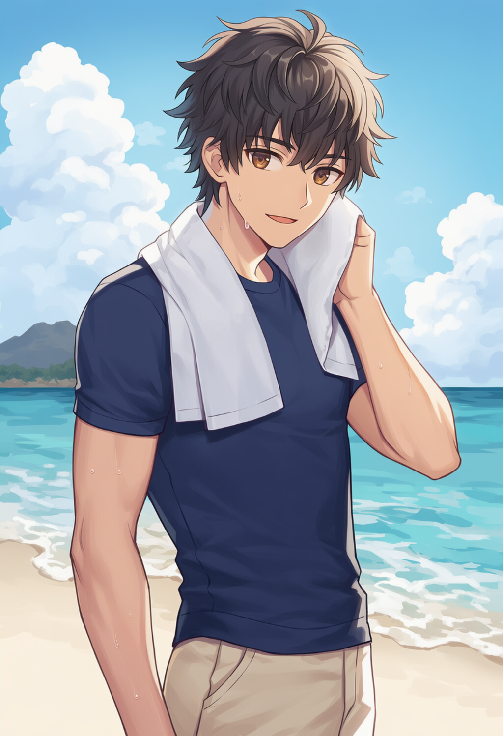 なっちゃん　浜辺ランニング