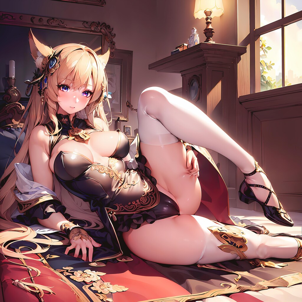 狐の娘 wearing レオタード