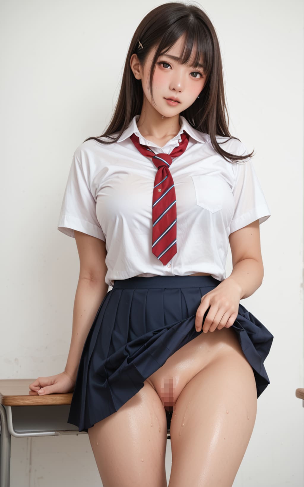 【５枚】制服たくし上げ