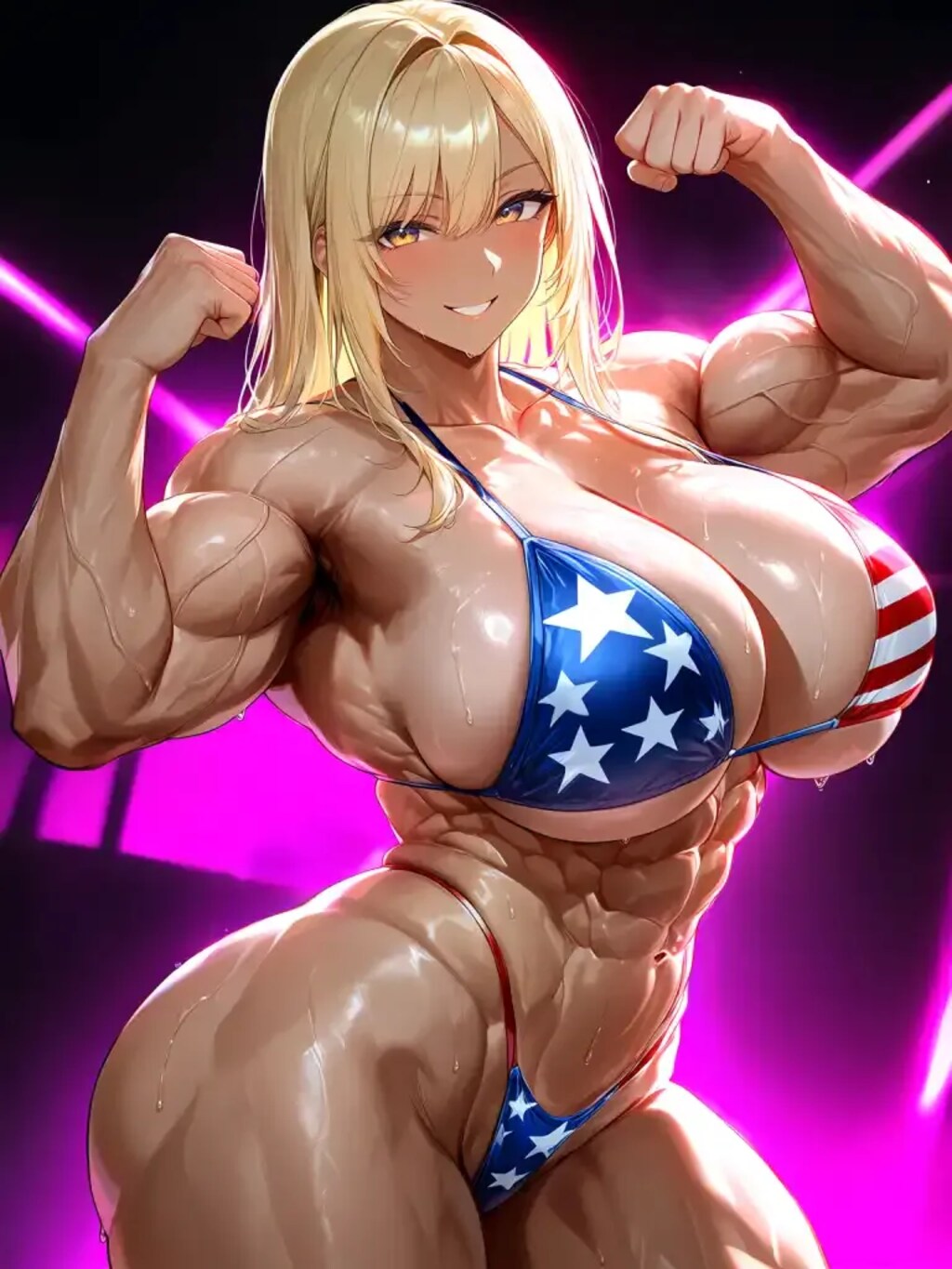 星条旗ビキニ筋肉娘