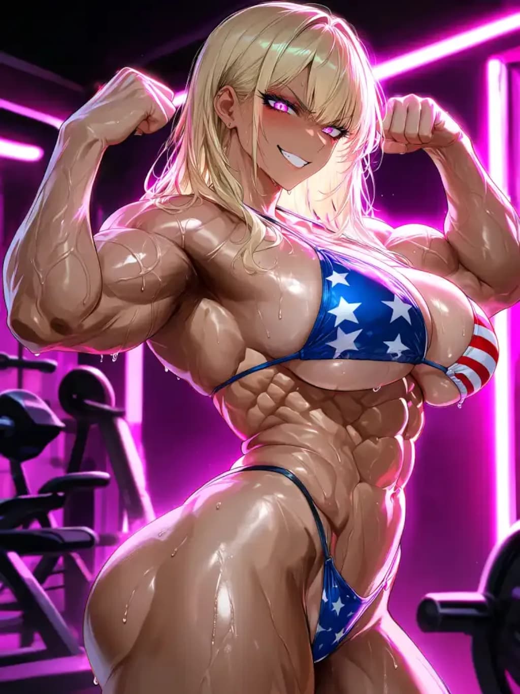 星条旗ビキニ筋肉娘