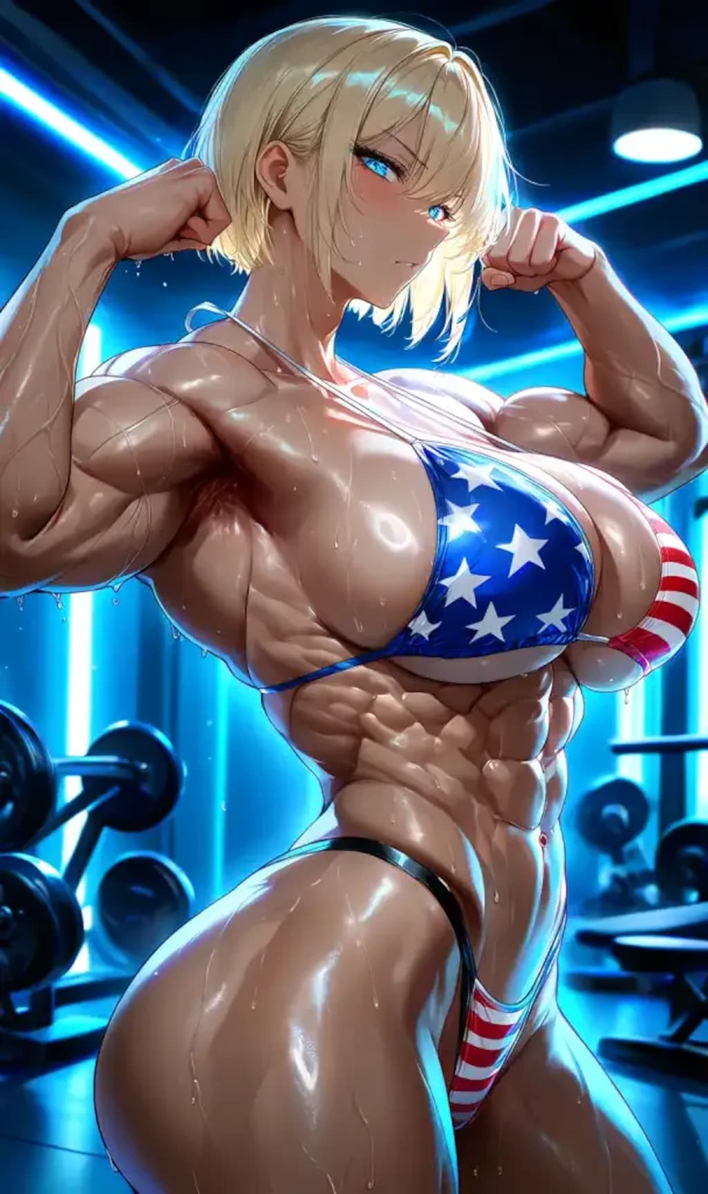 星条旗ビキニ筋肉娘