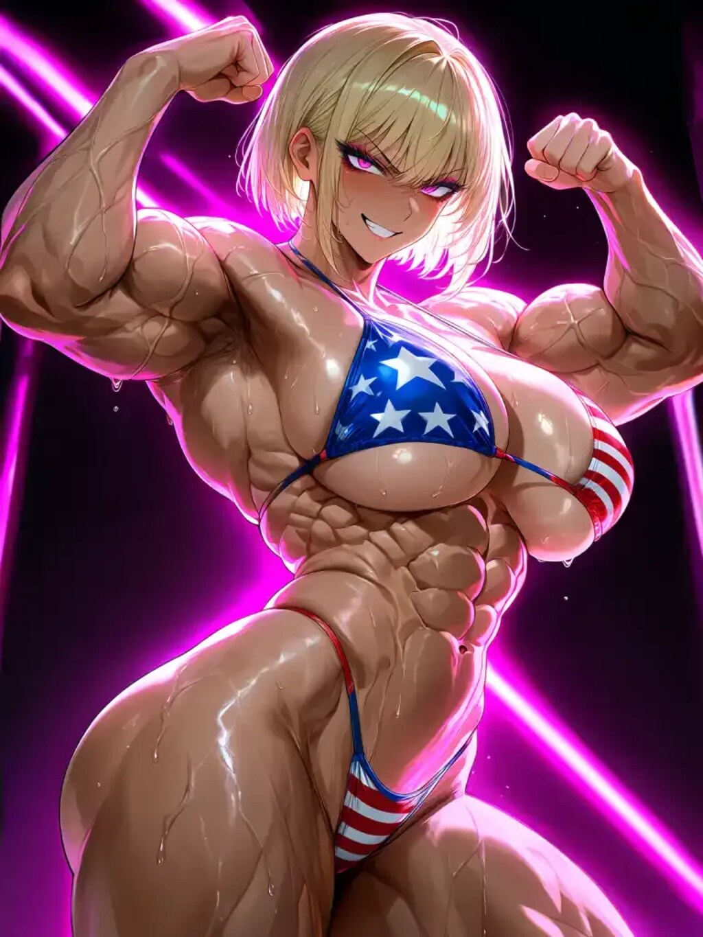 星条旗ビキニ筋肉娘