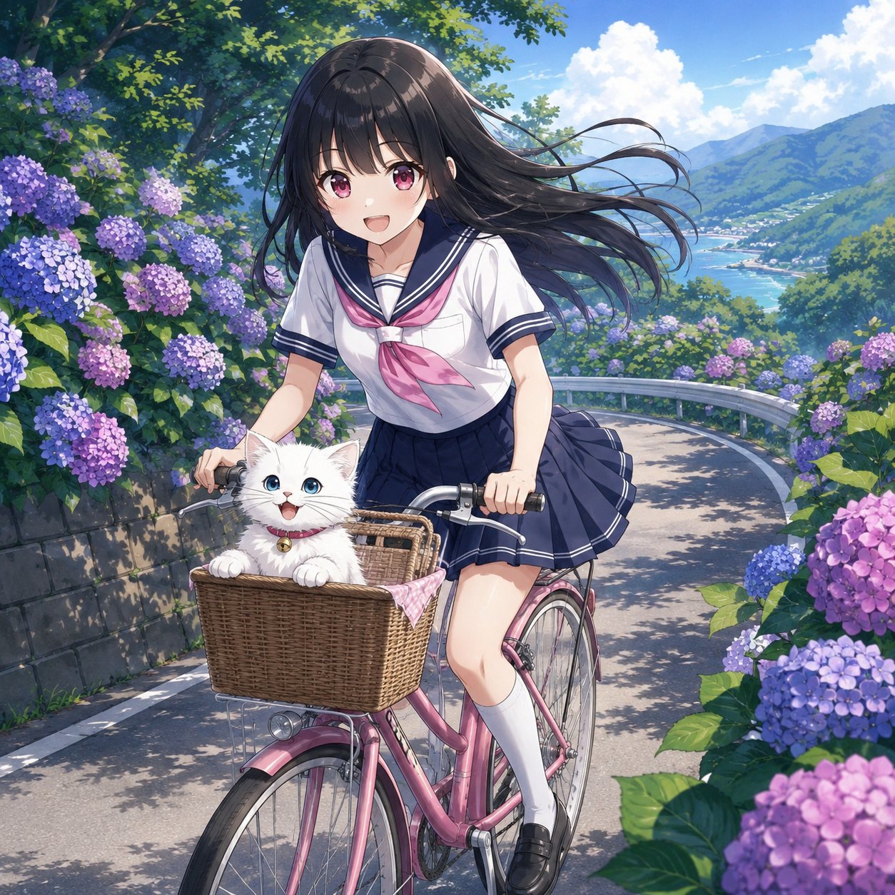 ねこたんを自転車に乗せてピクニックに出かける、ししょちゃん　２