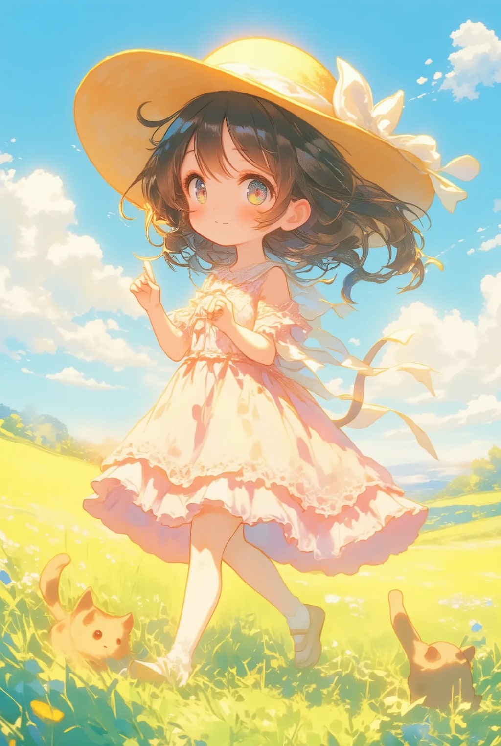 麦わらとフリフリワンピちゃん