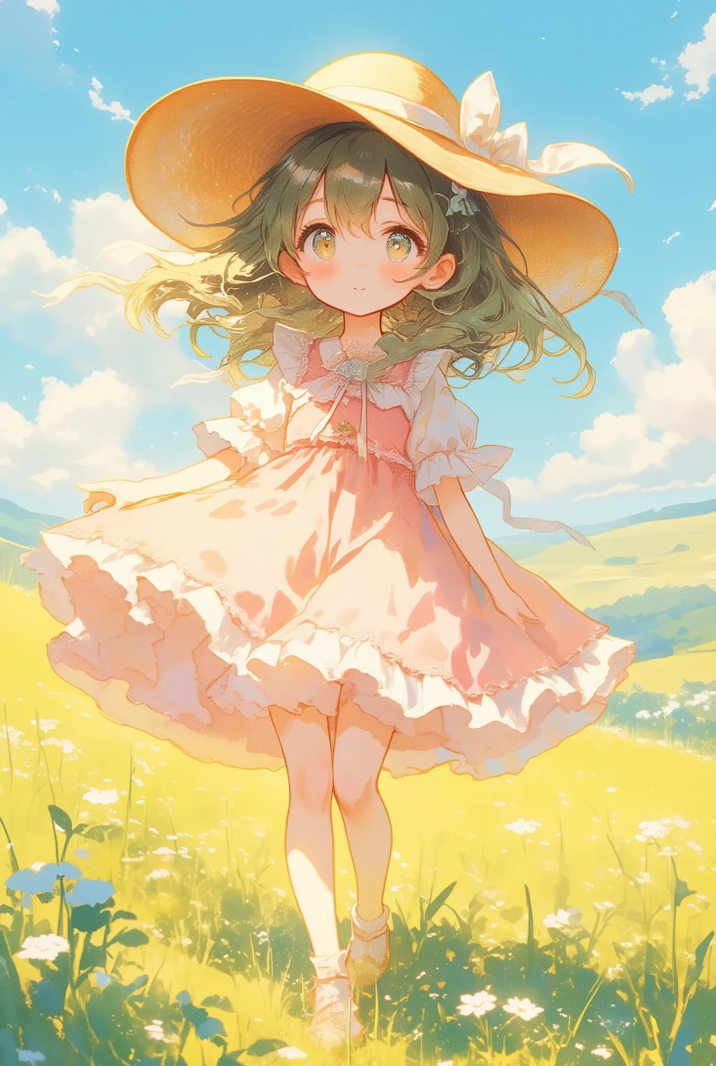 麦わらとフリフリワンピちゃん