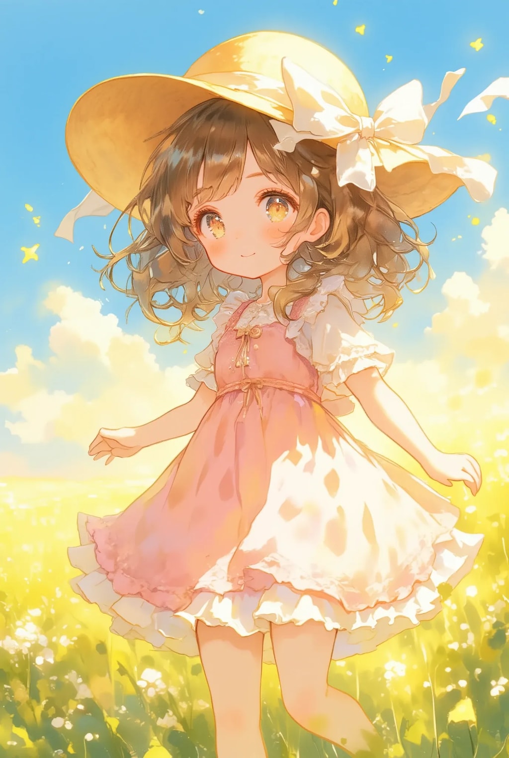 麦わらとフリフリワンピちゃん