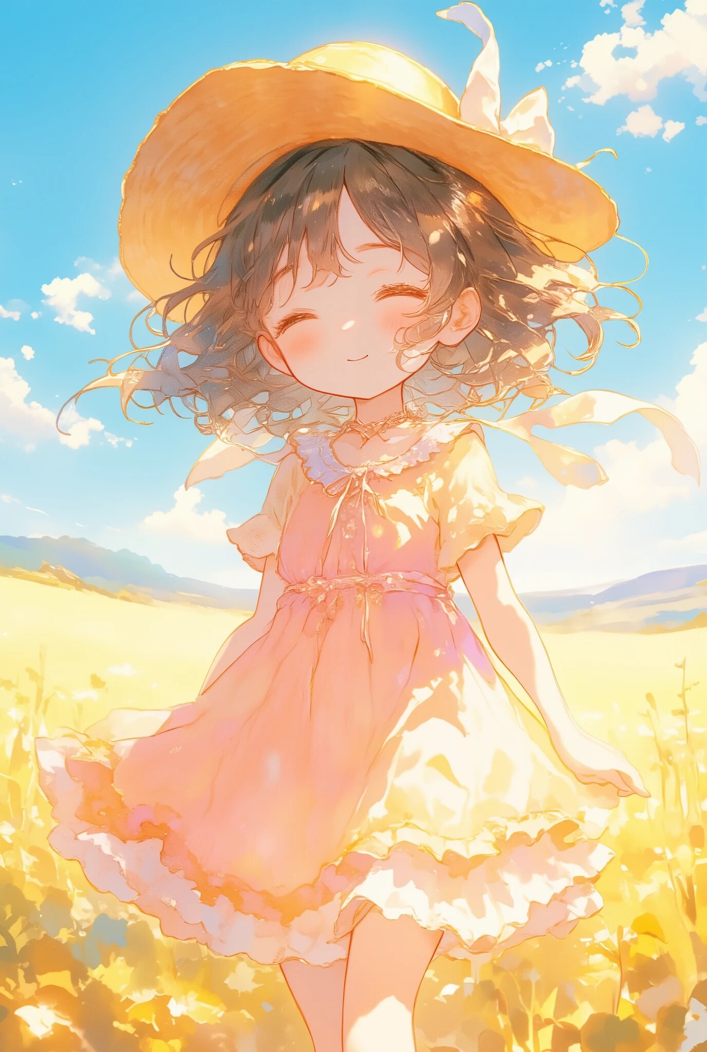 麦わらとフリフリワンピちゃん
