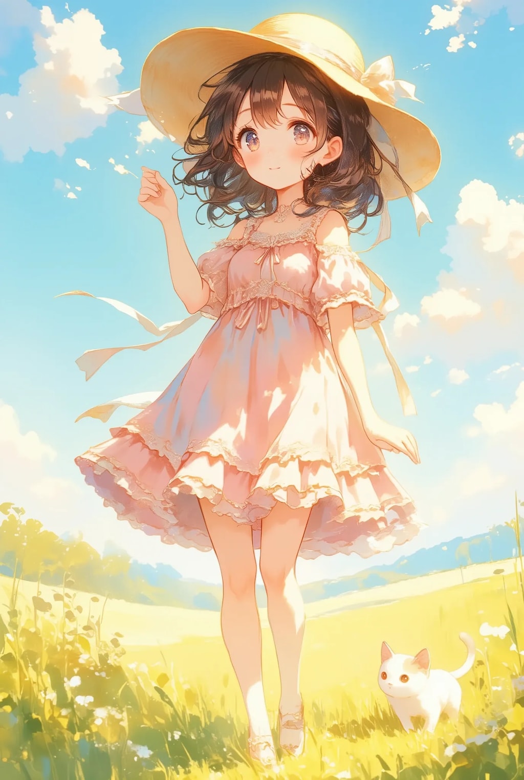 麦わらとフリフリワンピちゃん