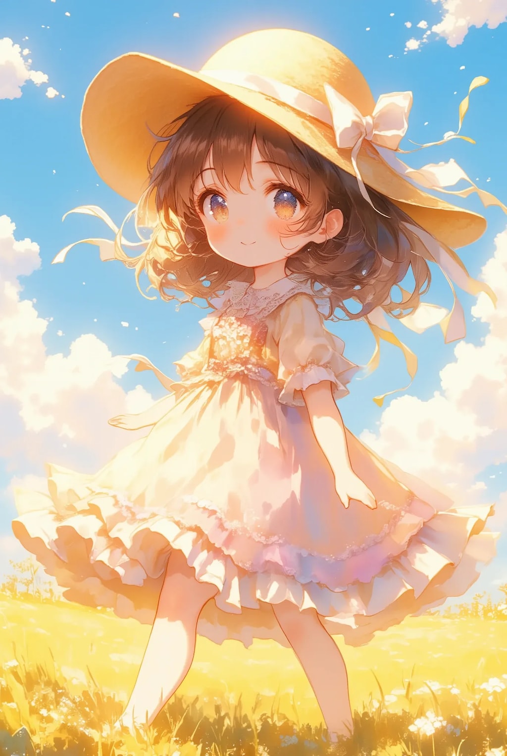 麦わらとフリフリワンピちゃん