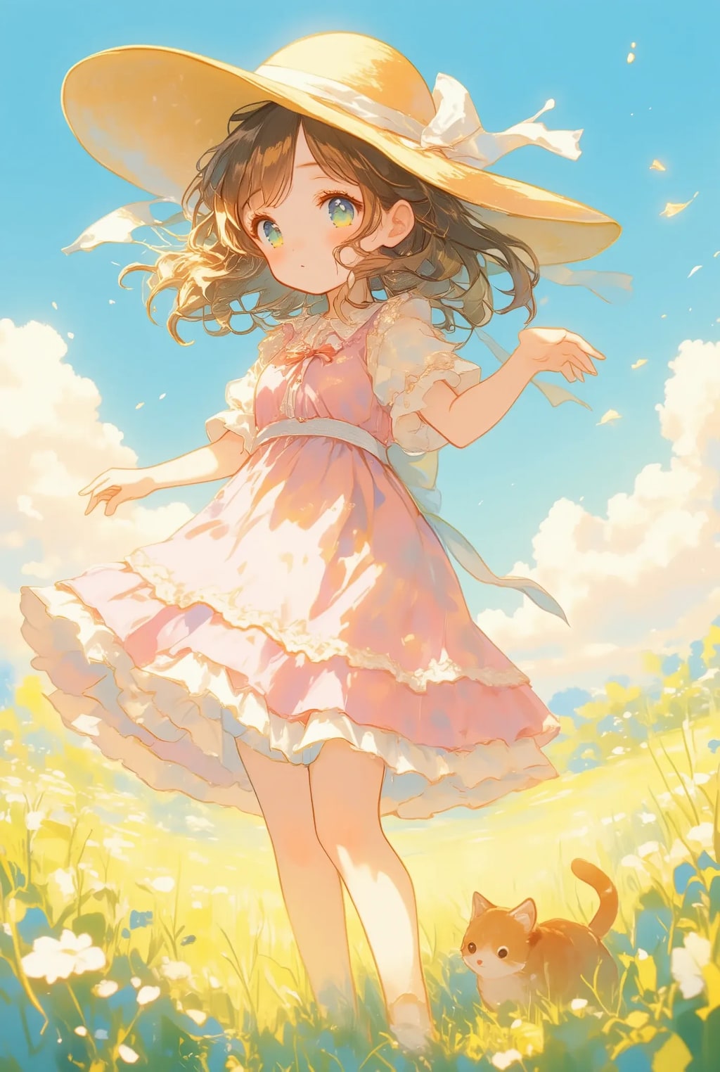 麦わらとフリフリワンピちゃん