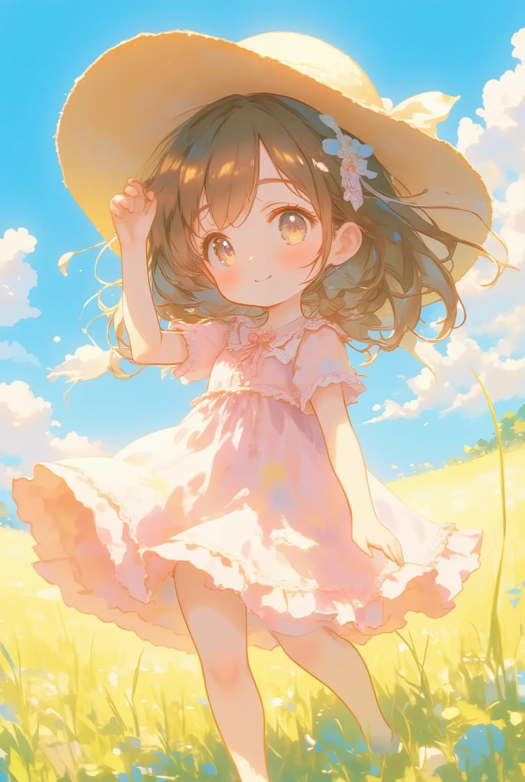 麦わらとフリフリワンピちゃん