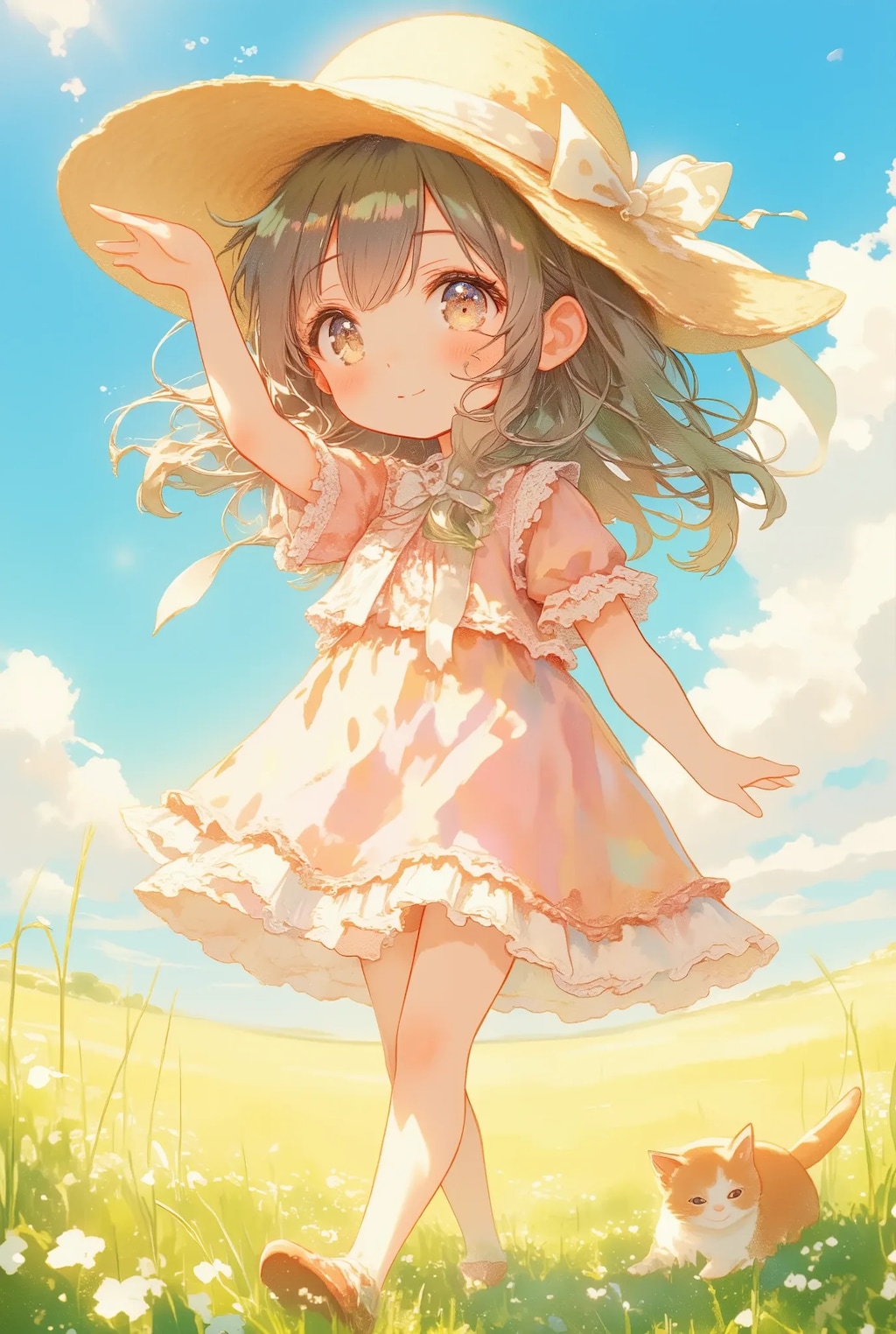 麦わらとフリフリワンピちゃん
