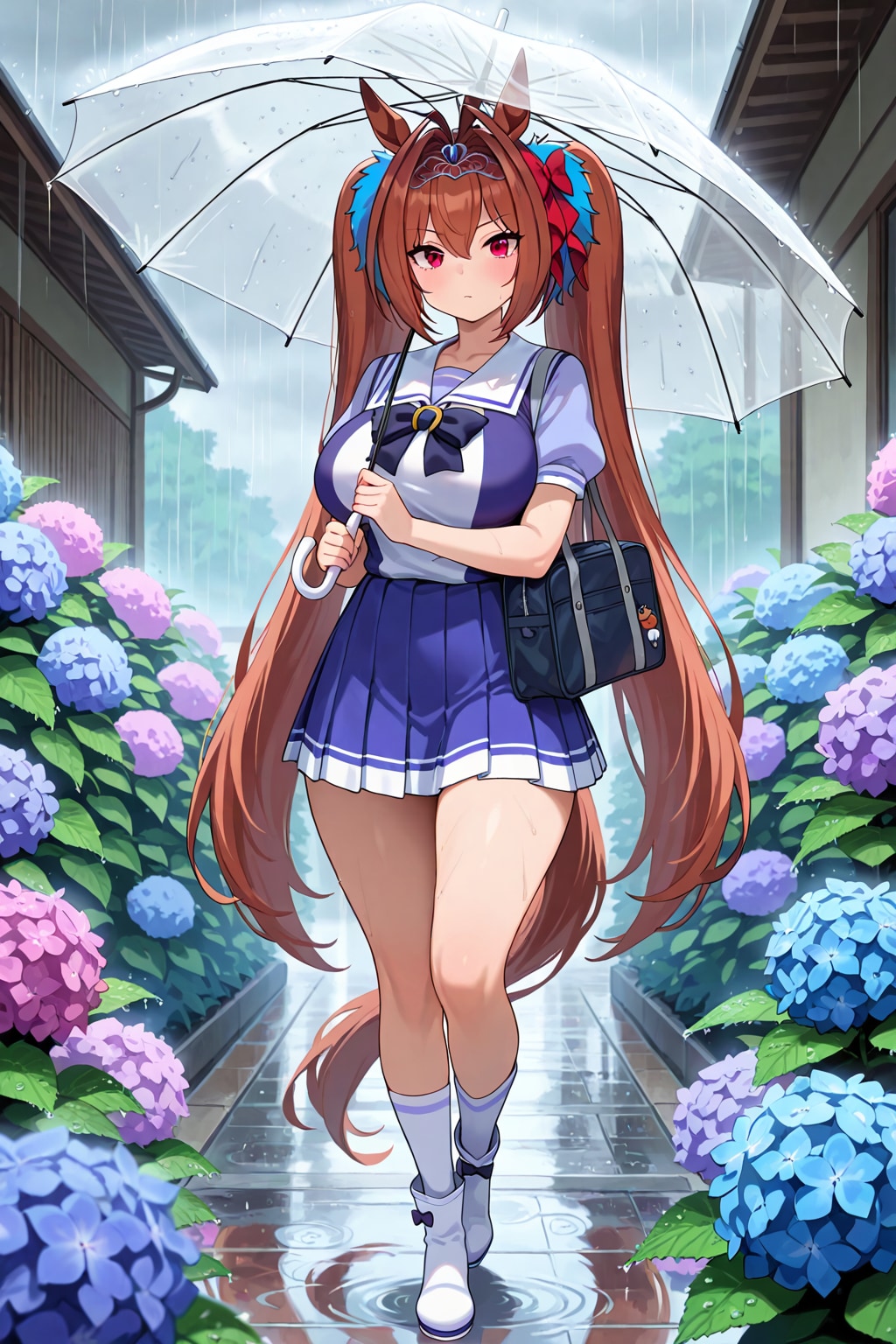 雨に咲く紫陽花の帰り道