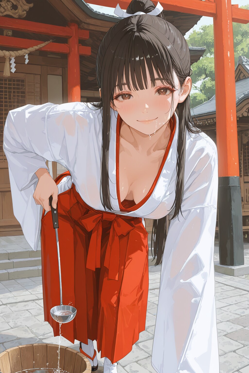 打ち水大作戦（？）巫女さん。　R
