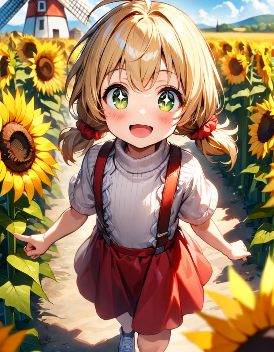 ひまわり畑と茉莉花ちゃん