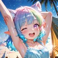 9枚）あくびをするケモ耳エルフさん 2枚目