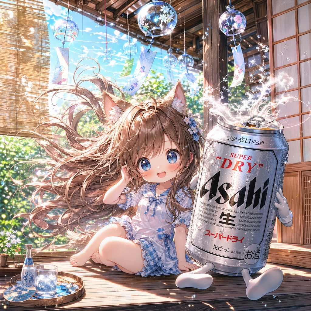 風鈴と開栓な小さな女の子