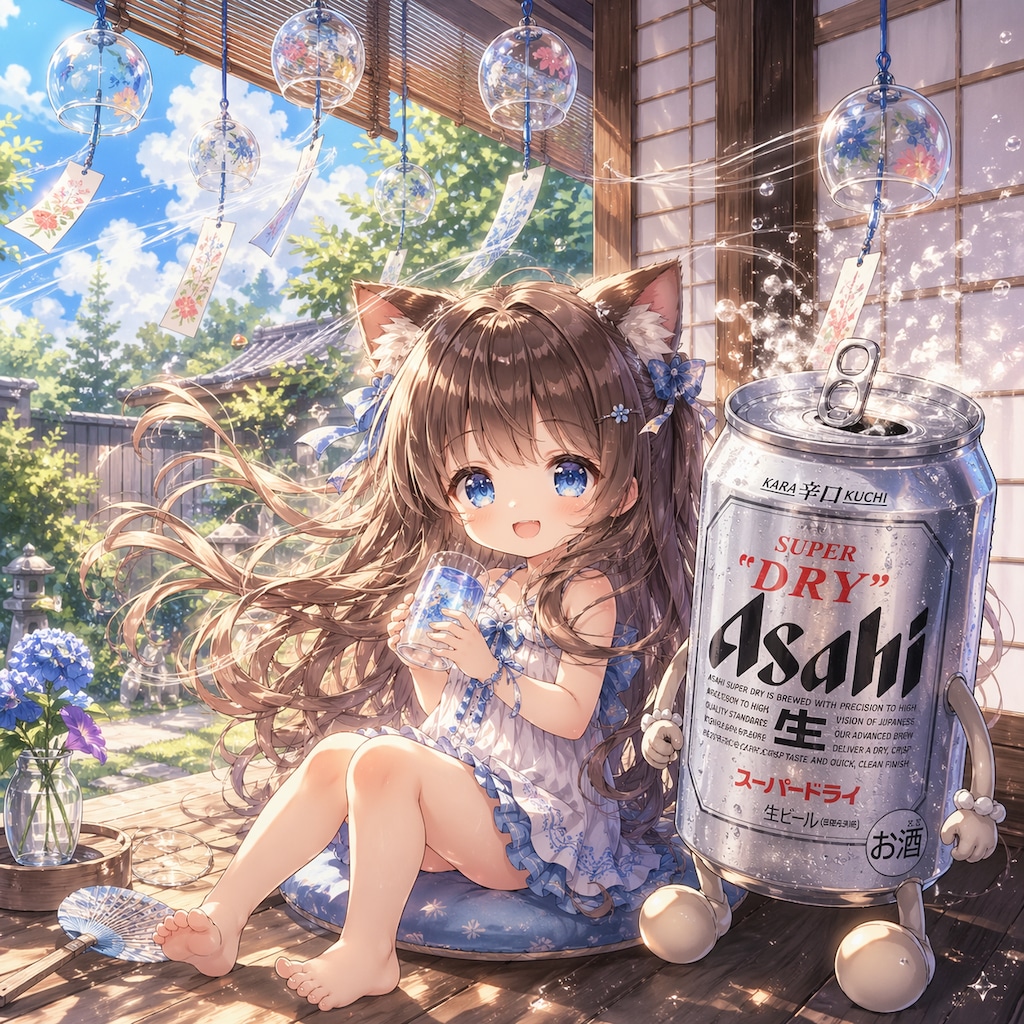 風鈴と開栓な小さな女の子