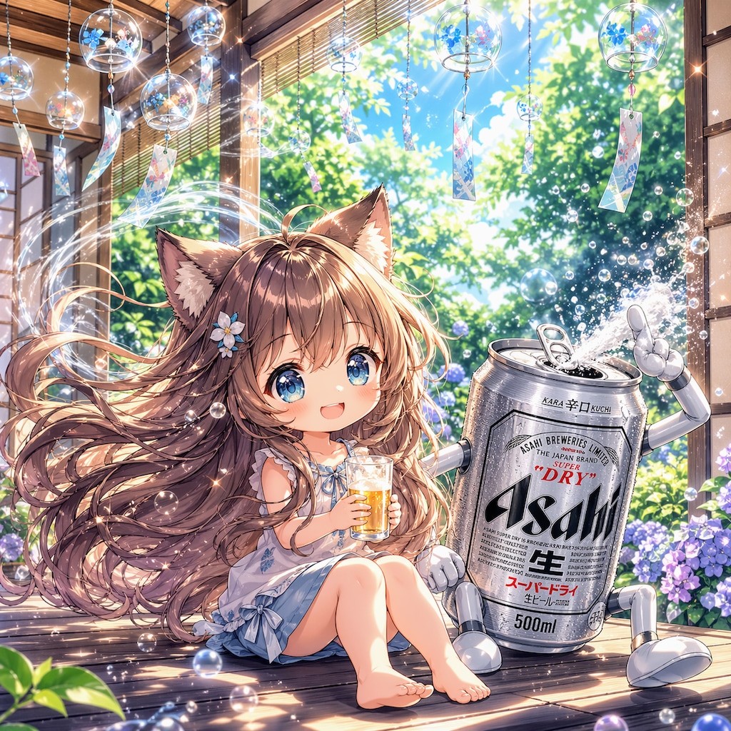 風鈴と開栓な小さな女の子