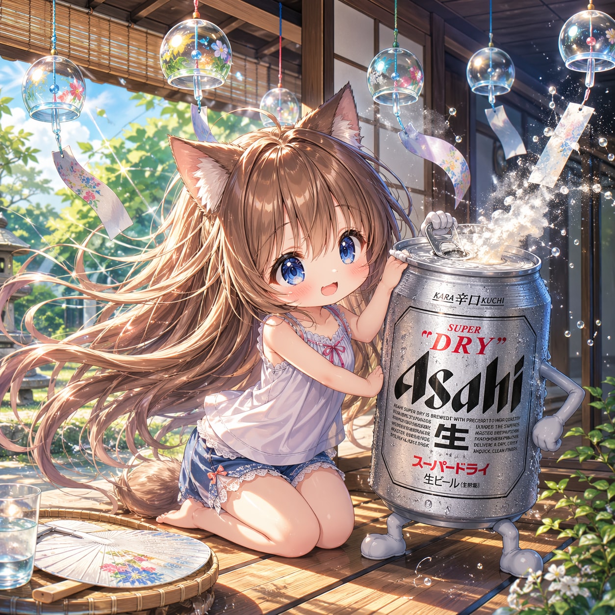 風鈴と開栓な小さな女の子 | の人気AIイラスト・グラビア