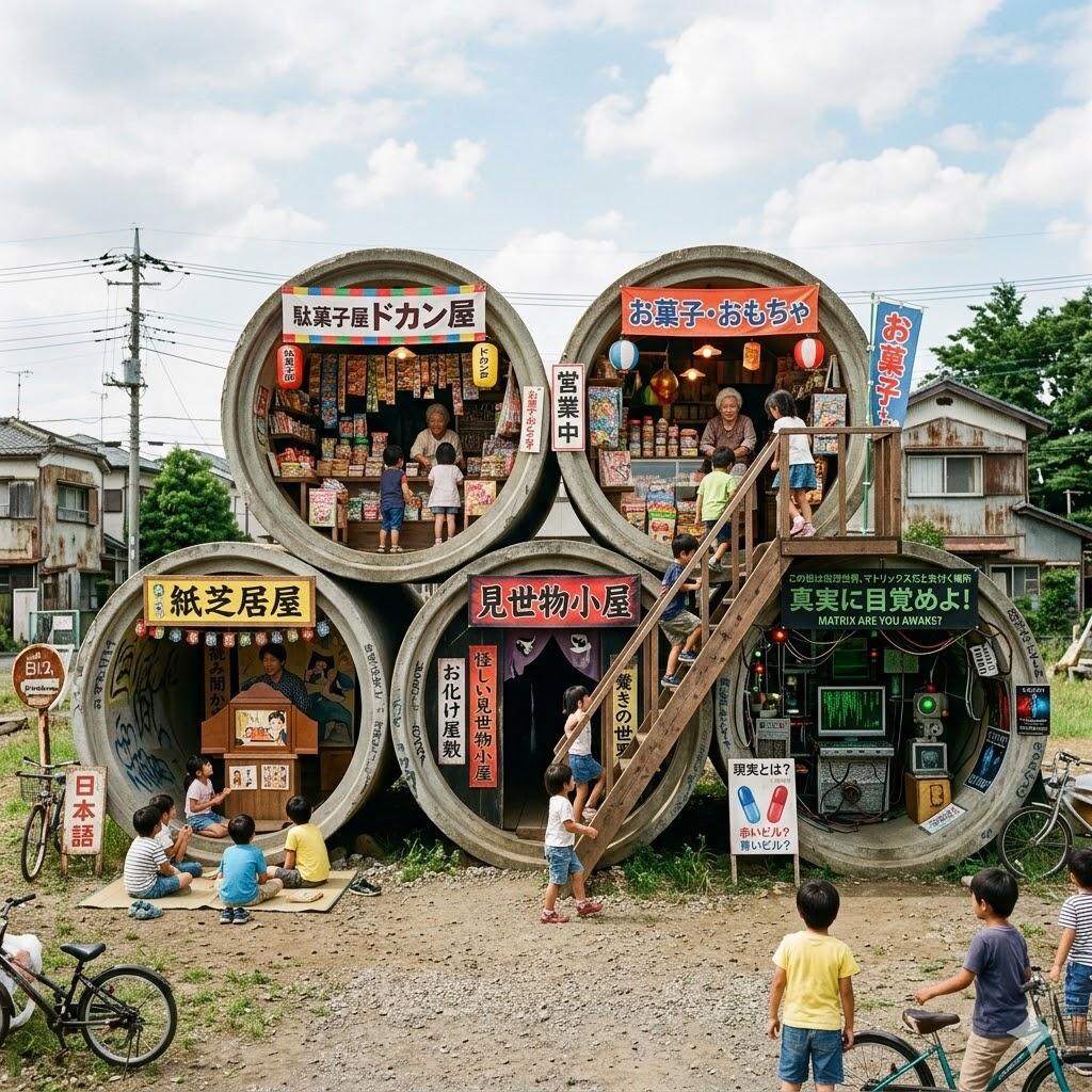 土管を利用した駄菓子屋