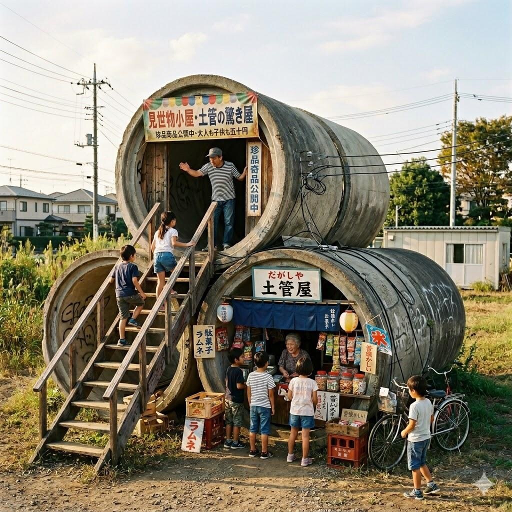 土管を利用した駄菓子屋