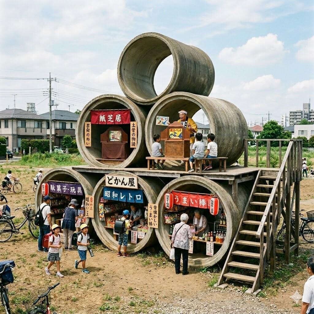 土管を利用した駄菓子屋