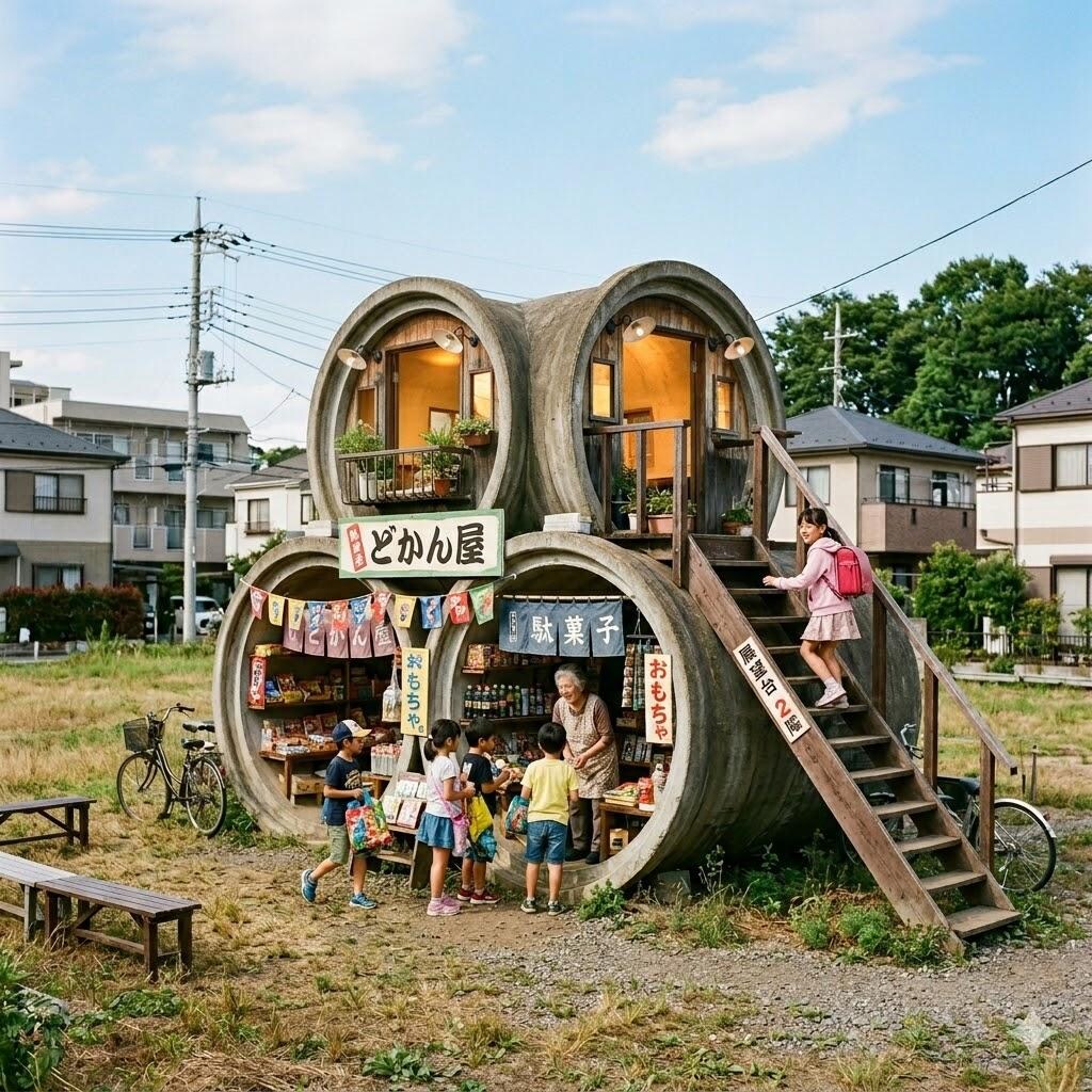 土管を利用した駄菓子屋