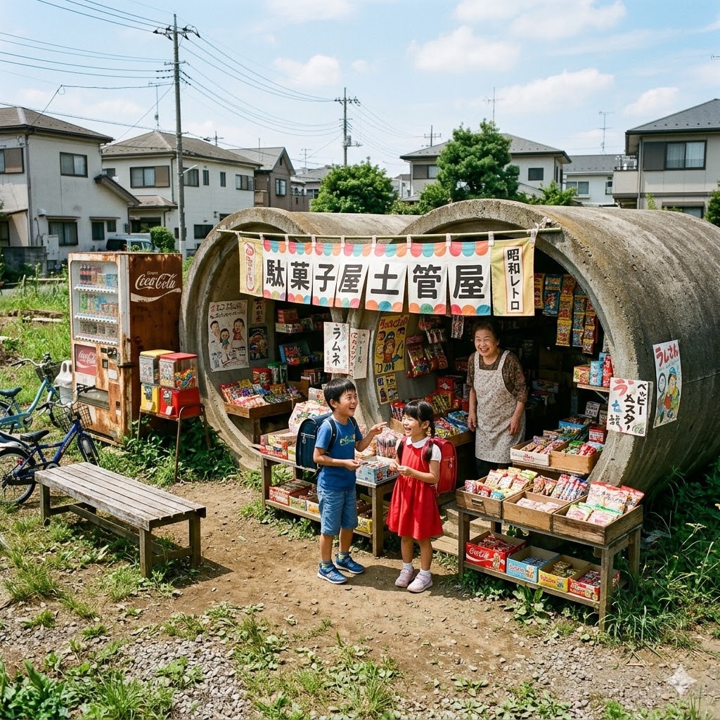 土管を利用した駄菓子屋