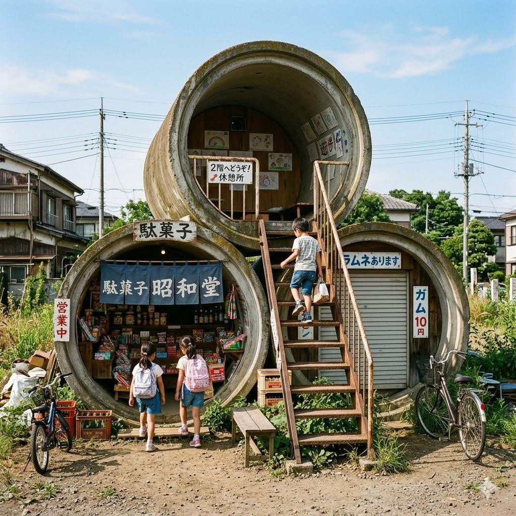 土管を利用した駄菓子屋