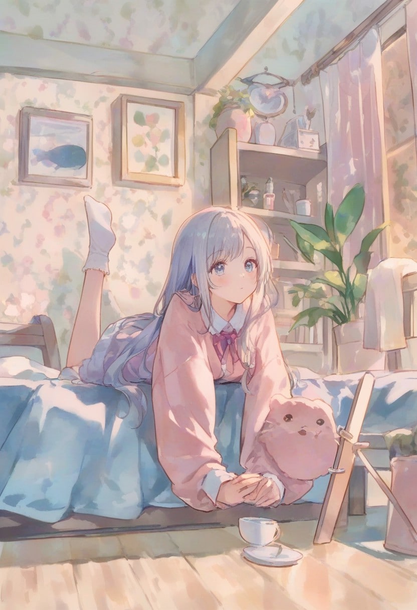 少女の部屋(水彩タッチ)(154)