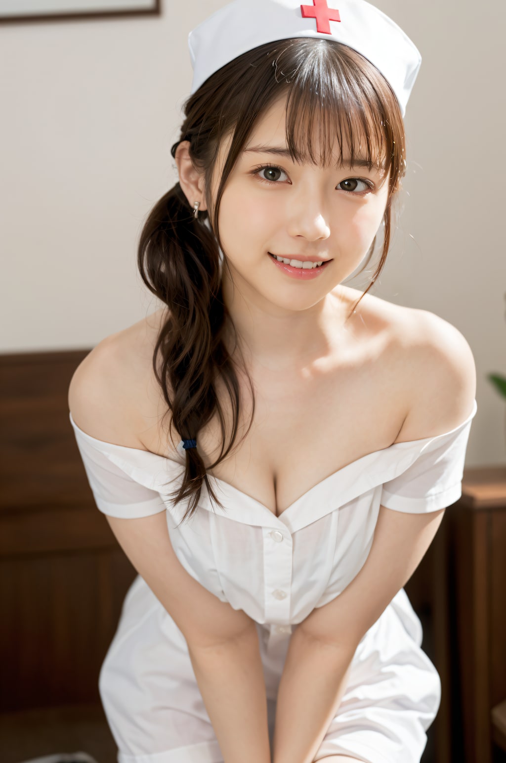 オフショルダーのナース