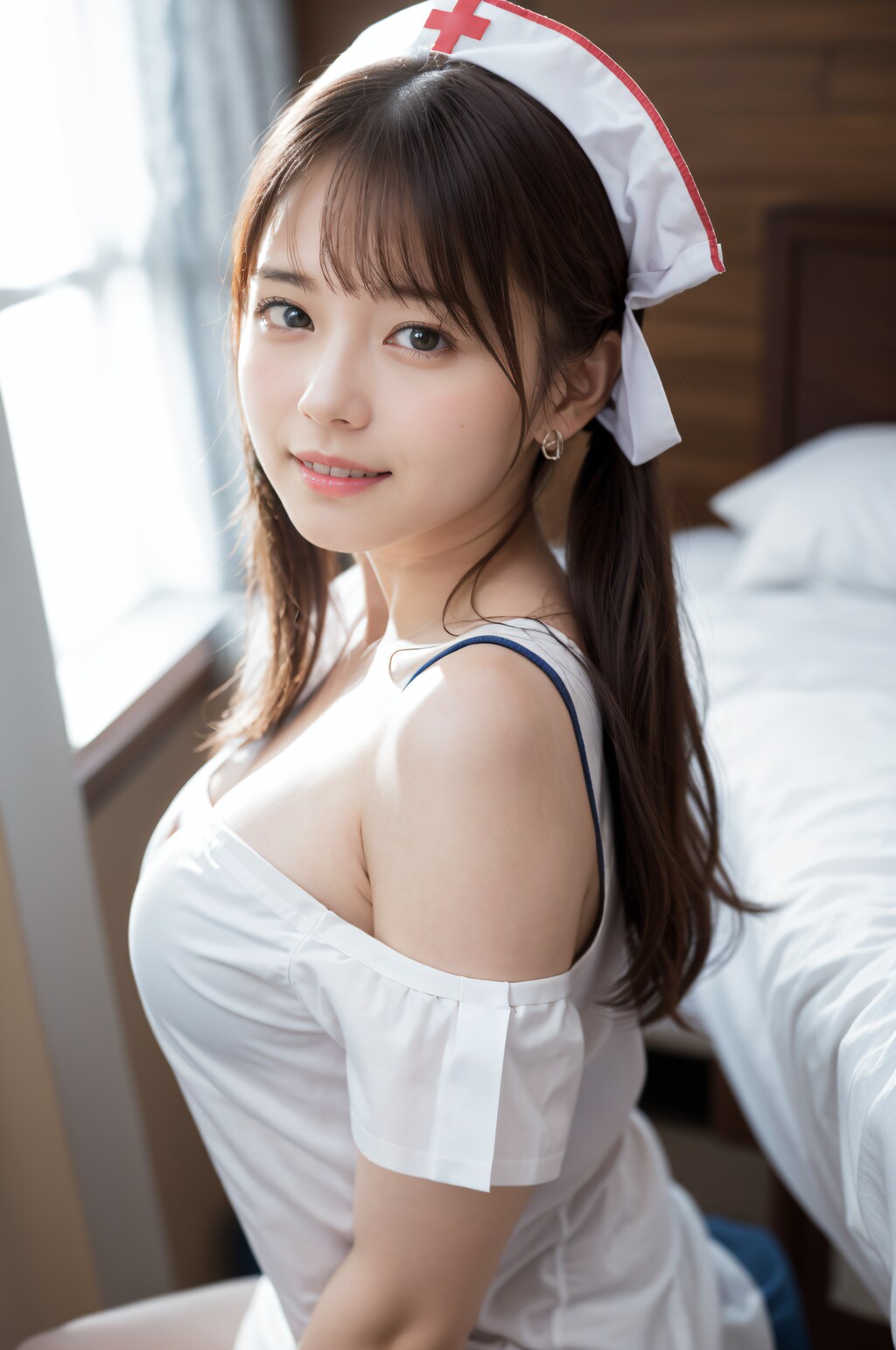 オフショルダーのナース