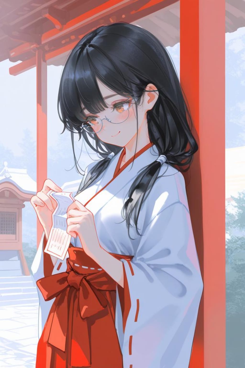 <うちの子ちゃん>神社でアルバイト⛩️