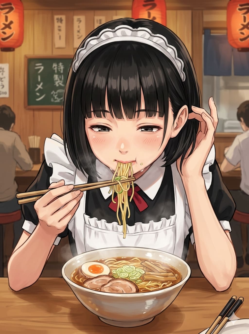 ラーメンを食べる時のあの仕草