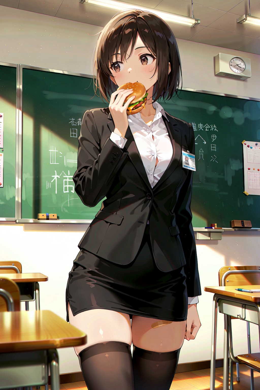 生徒の授業中の早弁に対抗して、自分も授業中に早弁をする教師