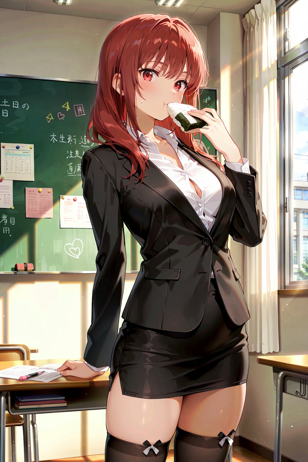 生徒の授業中の早弁に対抗して、自分も授業中に早弁をする教師