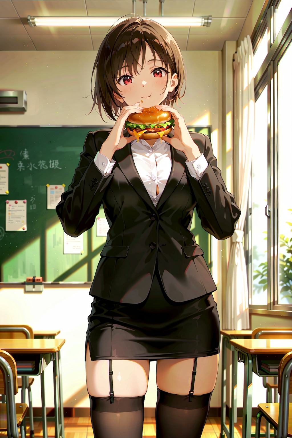 生徒の授業中の早弁に対抗して、自分も授業中に早弁をする教師