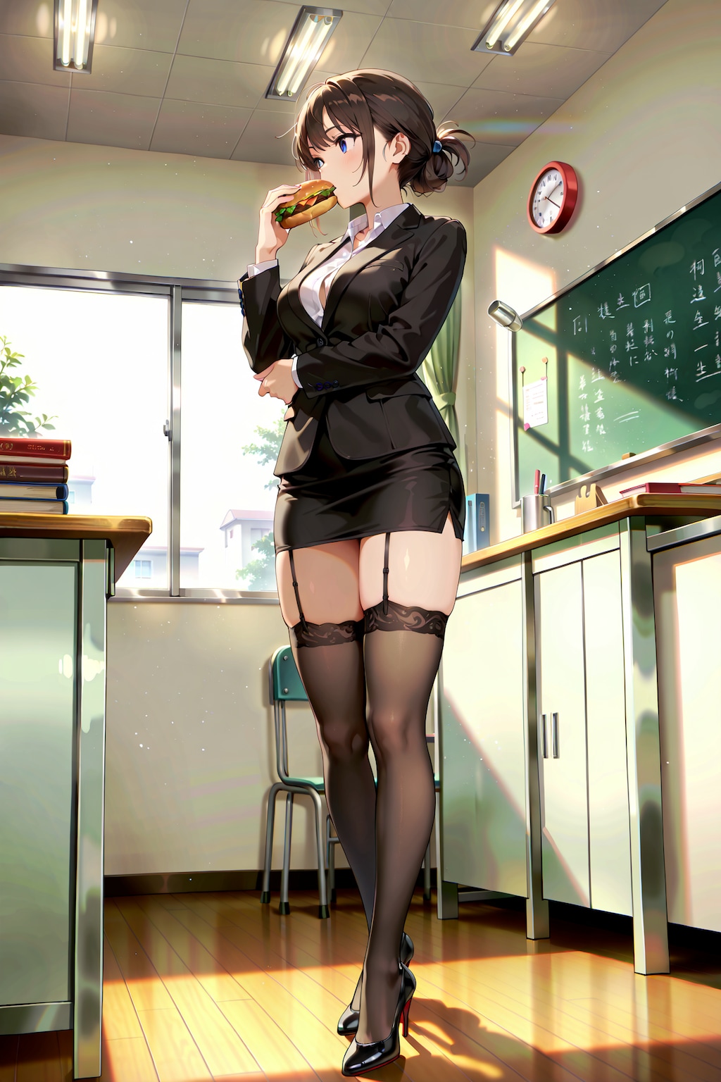 生徒の授業中の早弁に対抗して、自分も授業中に早弁をする教師