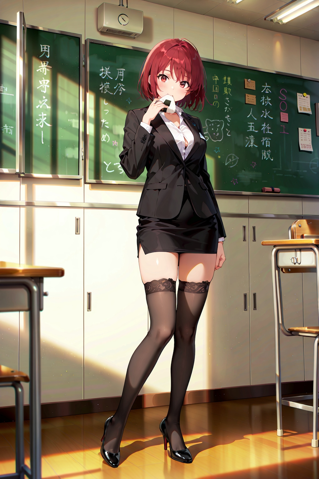 生徒の授業中の早弁に対抗して、自分も授業中に早弁をする教師