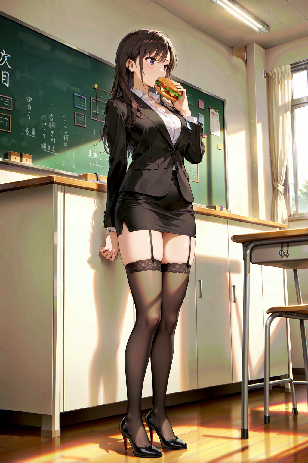 生徒の授業中の早弁に対抗して、自分も授業中に早弁をする教師