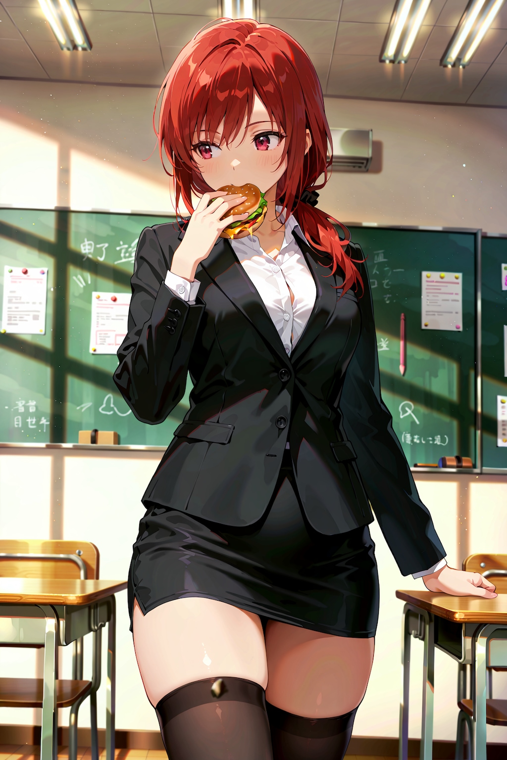 生徒の授業中の早弁に対抗して、自分も授業中に早弁をする教師