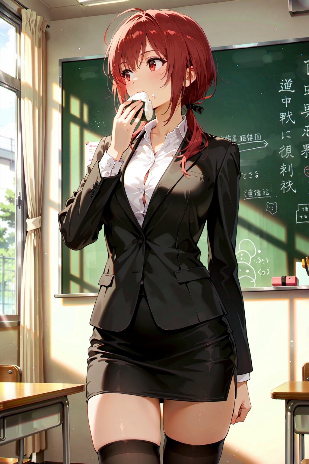 生徒の授業中の早弁に対抗して、自分も授業中に早弁をする教師